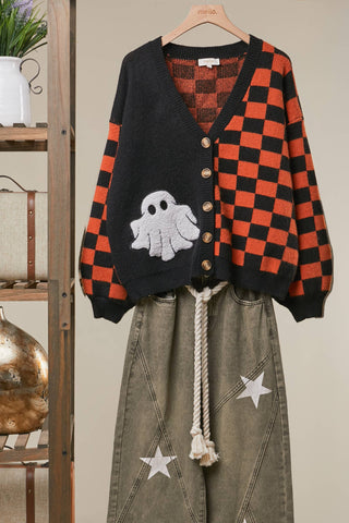Checkerboard Halloween Cardigan