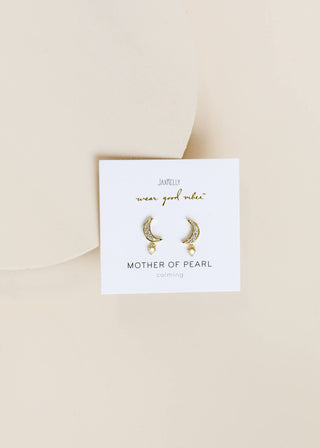 Moon Drop - Mother of Pearl - Gold Earrings