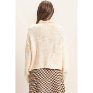 Rolled Collar Loose Knit Sweater