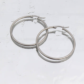 18K Gold PVD Stainless Steel Round Tube Hoop Earrings
