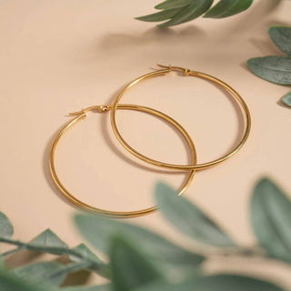 18K Gold PVD Stainless Steel Round Tube Hoop Earrings