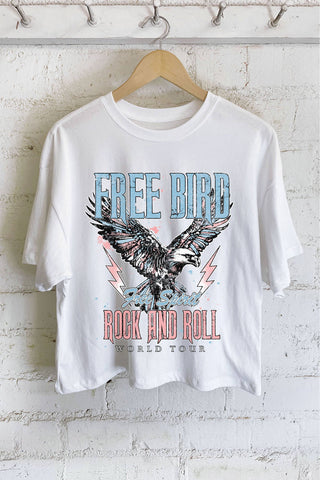 FREE BIRD FREE SPIRIT EAGLE ROCK AND ROLL GRAPHIC LONG CROP