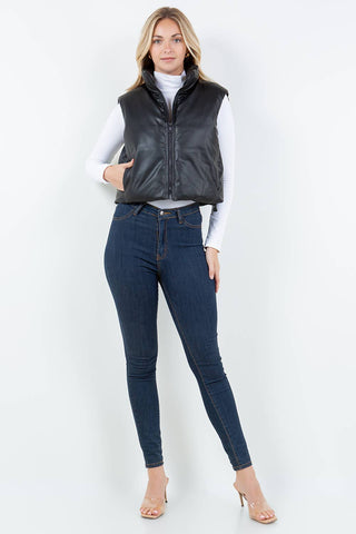 Vegan Leather Puffer Vest
