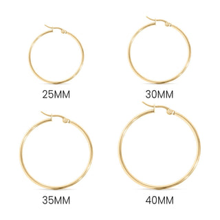 18K Gold PVD Stainless Steel Round Tube Hoop Earrings
