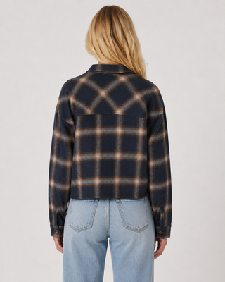 Women’s Plaid Double Pocket Cropped Shirt