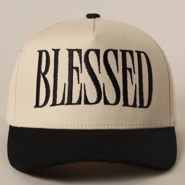 BLESSED Lettering Embroidery Baseball Cap