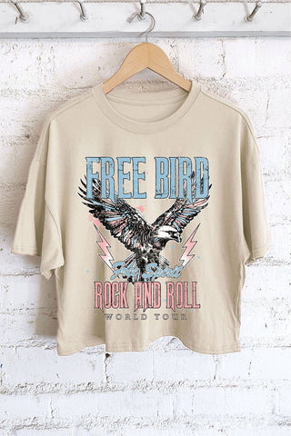 FREE BIRD FREE SPIRIT EAGLE ROCK AND ROLL GRAPHIC LONG CROP