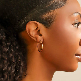 18K Gold PVD Stainless Steel Round Tube Hoop Earrings