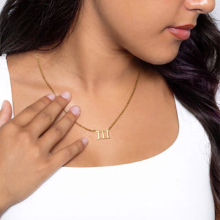 18K Gold PVD Stainless Steel Angel Number Necklace