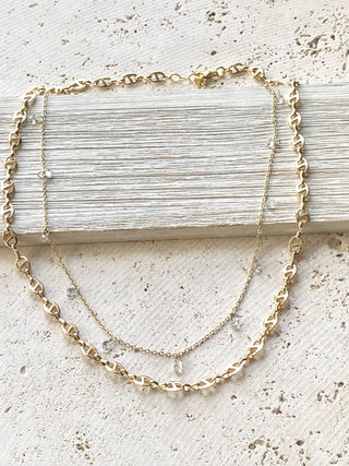 VB&CO Designs Layering necklace crystal bean chain 