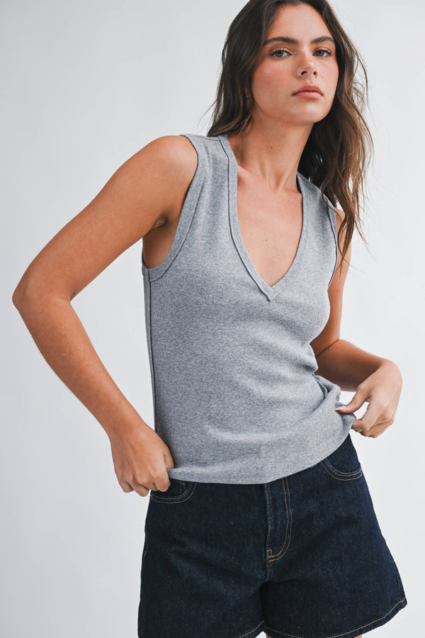 8489HK Ribbed V - Neck Tank Top - Rise and Redemption