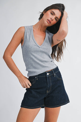 8489HK Ribbed V - Neck Tank Top - Rise and Redemption