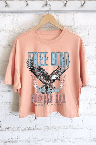 FREE BIRD FREE SPIRIT EAGLE ROCK AND ROLL GRAPHIC LONG CROP
