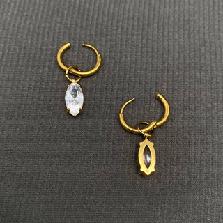Zircon 18K Gold Plated S.Steel Huggie Earrings