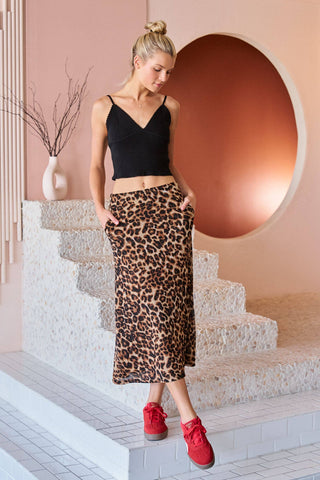 Mesh Leopard Midi Skirt