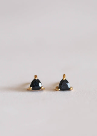 Mini Energy Gem - Black Tourmaline - Gold Earrings