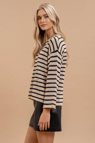 Striped Boat Neck Sweater Knit