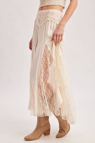 BOHO FLOWY LACE MAXI SKIRT WITH NO LINING - EASTER DAY