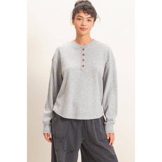 Brushed Waffle Henley Top