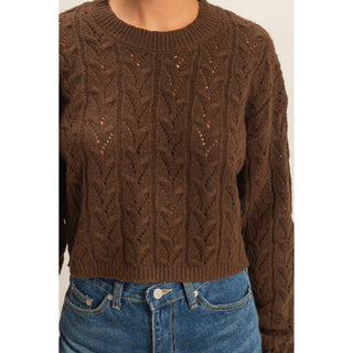 Cassidy Cropped Cable Knit Sweater