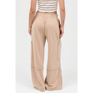 Mineral Wash Wide Leg Cargo Pants