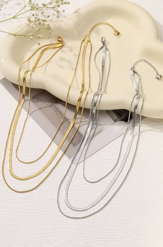 TITANIUM  STEEL NON-TARNISH LAYERED CHAIN NECKLACE