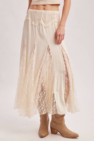 BOHO FLOWY LACE MAXI SKIRT WITH NO LINING - EASTER DAY