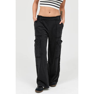 Mineral Wash Wide Leg Cargo Pants