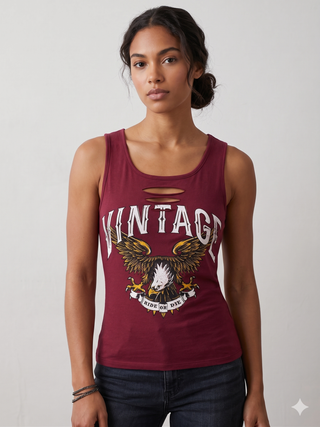 Vintage laser cut tank top