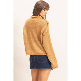 Rolled Collar Loose Knit Sweater