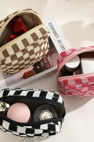 Mini Checkered Make Up Bag