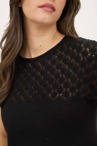 EYELET YOKE SWEATER KNIT TOP