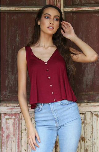 X2T72-ASIS V NECK SWINGY TANK TOP WITH OPEN BACK  BASIC TANK: CREAM / M