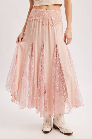 BOHO FLOWY LACE MAXI SKIRT WITH NO LINING - EASTER DAY