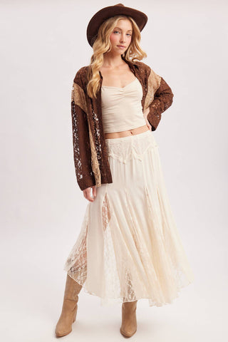 BOHO FLOWY LACE MAXI SKIRT WITH NO LINING - EASTER DAY