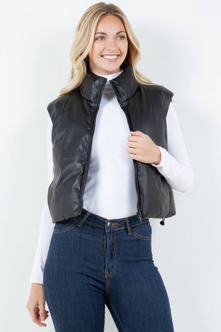 Vegan Leather Puffer Vest