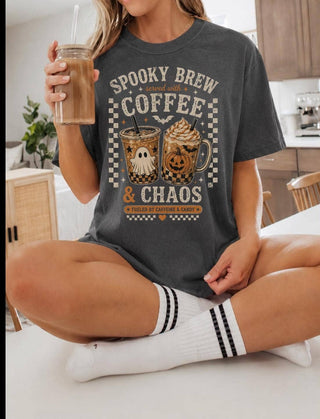 Comfort Colors Spooky brew Shirt, fall coffee T-Shirt