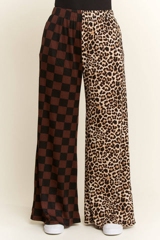 Leopard Split Checker Pant