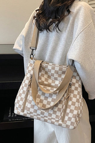 Corduroy Checker Carry All Tote
