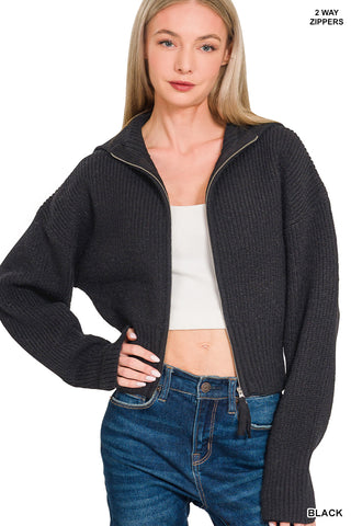 Collared Zip Up Sweater