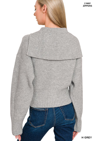 Collared Zip Up Sweater