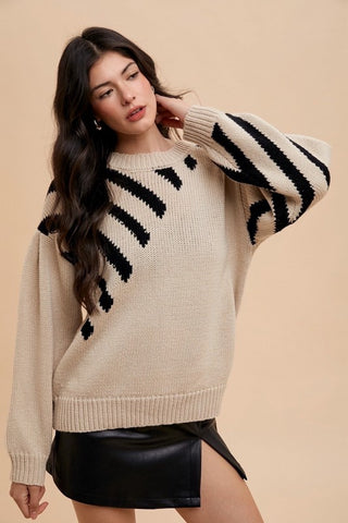 Oversized Stripe Panel Sweater