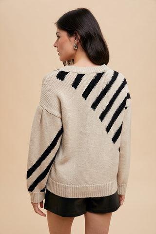 Oversized Stripe Panel Sweater