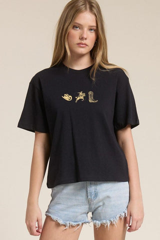 Cowboy essentials long crop tee