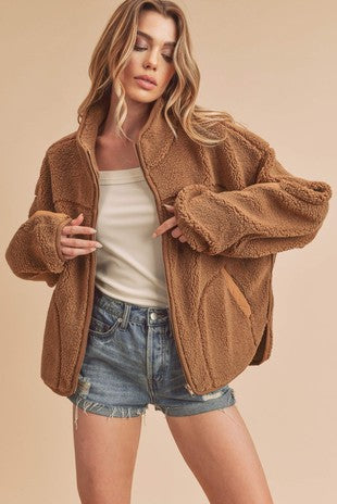 Acorn Teddy Zip Up Shacket