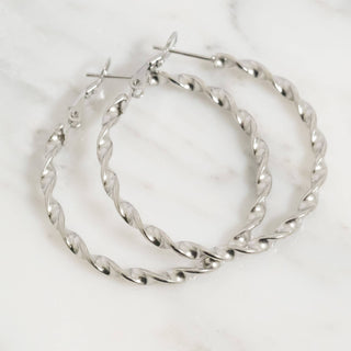 18K Gold Stainless Steel Twist Hoop Earrings