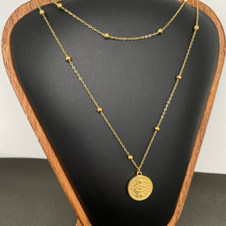 Eye Charm Double Chain Necklace