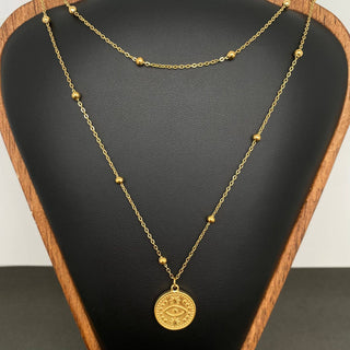 Eye Charm Double Chain Necklace