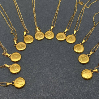 Zodiac 12 Constellation Coin Necklace