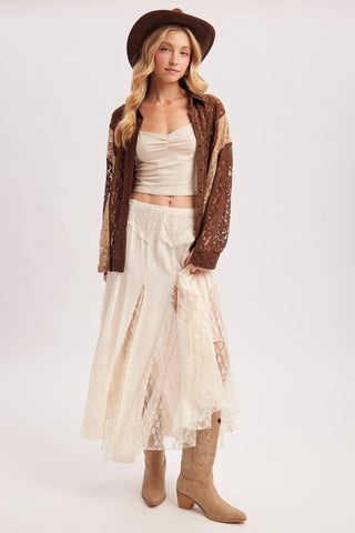 BOHO FLOWY LACE MAXI SKIRT WITH NO LINING - EASTER DAY